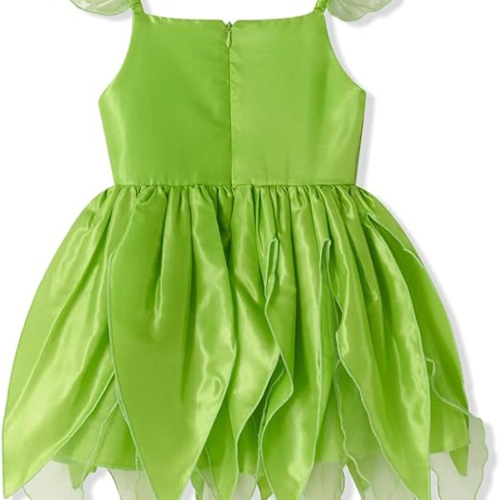 Green Tinkerbell Dress - Little Girls Green Mini Dress - Birthday Gift - Picture 4 of 7